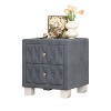 HDZNVF Elegant Velvet Nightstand with 2 Drawers and Crystal Handle, Storage Bedside Table with Button-Tufted, Grey - 4 of 4