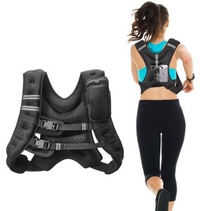 Weighted Vest, 20 lbs Adjustable Workout Vest with Reflective Stripes & Storage Pockets - 1 of 4