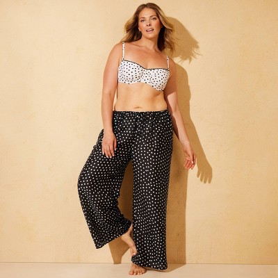 Shade & Shore Women's Polka Dot High Waist Wide Leg Swim Cover Up Pants - Shade & Shore™ Black L — фото 4
