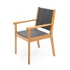 GDFStudio Acrux Outdoor Modern Textilene and Acacia Dining Chair (Set of 2), Dark Gray/Teak - 4 of 4