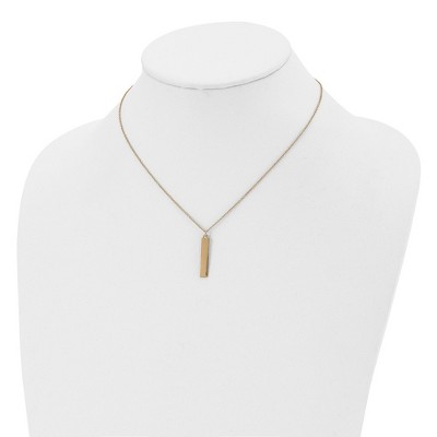 Chisel Stainless Steel Polished Yellow IP-plated Bar Dangle on a 16" Cable Chain Necklace