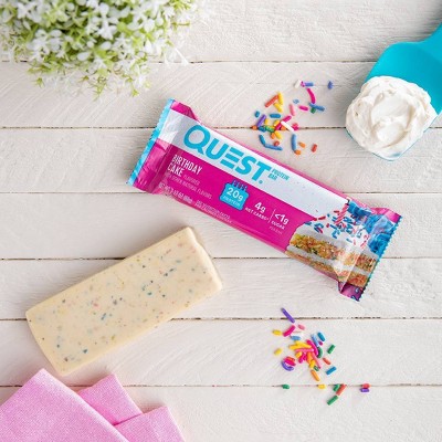 Quest Gluten Free Nutrition Protein Bar Birthday Cake - 4ct: 20g Protein, Chewy, Ready to Eat, 8.5oz