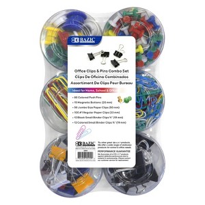 Bazic Products Push Pin, Paper Clip, Binder Clip, Magnetic Button Combo Set (Case of 3) - 1 of 1