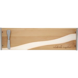 Pavilion Gift Company - Celebrate Together - 21" Wood & Resin Cheese/Bread Board Set - Cutting Boards - 1 of 4