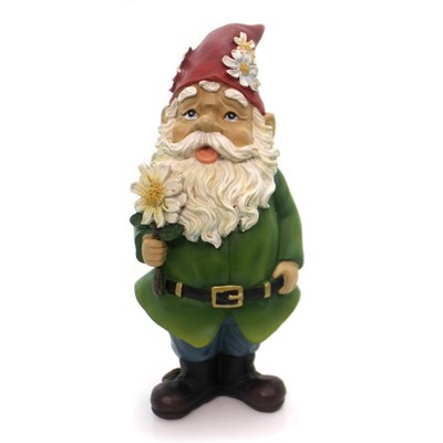 Home & Garden 11.25" Gnome Garden Statue Flowers Summer Decor Roman, Inc  -  Outdoor Sculptures And Statues