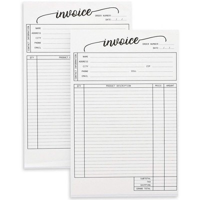 2-Pack Carbonless Invoice Purchase Order Forms, 100 Sheets Each Pad, 5.5 X 8.5 inches