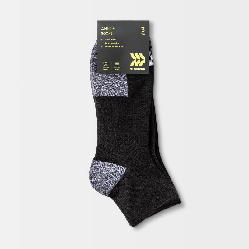 Men's Active Ankle Socks 3pk - All in Motion™ 6-12, 3 of 8
