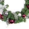 Northlight 24" Unlit Purple/Silver Poinsettia, Eucalyptus Artificial Christmas Wreath - 3 of 3