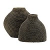 Sagebrook Home 16" Ceramic Beaded Design Vase - Contemporary Black and Gold Decorative Flower Vase for Table Centerpiece or Home or Office Decor - 2 of 4