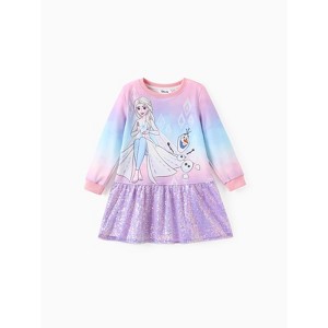 PATPAT Disney Frozen Princess Elsa Sparkly Toddler Dress Glow in The Dark Girls Sequin Dress 3-6 Years - 1 of 4