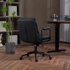 Mid Back Office Chair, Swivel Task Chair With Wheels, PU Leather Computer Rolling Swivel Chair, Recline 40° Backrest Ergonomic Armrests - 2 of 4