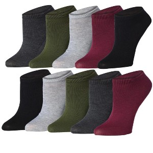 Tipi Toe Womens 10 Pairs Sleek Maroon & Mix Colors For Vibrant Style Low Cut/No Show Socks - 1 of 4