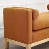 Upholstered Bench with Bolster Pillows & Wood Legs - Breathable Boucle Fabric, 275LB Capacity, for End of Bed, Living Room, Entryway - 4 of 4