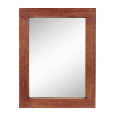 Rectangle Worn Wood Decorative Wall Mirror Stratford Maroon - Stonebriar Collection