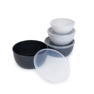 Elle Decor 4 Pc Plastic Storage Container Set with Lid Dishwasher Freezer & Microwave Safe Includes 32 oz 23 oz 16 oz and 8 oz Bowls Anti-Slip Base - 1 of 4