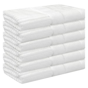 Unique Bargains Hotel Spa Bathroom Absorbent Towels Striped Comfort Cotton Washcloths 6 Packs - 1 of 4