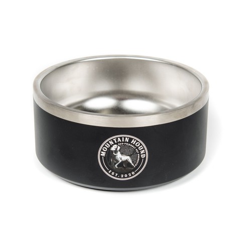 Engraved Black Stainless Steel Round Dog Bowl