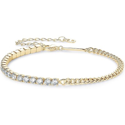 Moissanite Tennis Bracelet 2.2cttw D Color D Color VVS1 925 Sterling Silver Adjustable Cuban Link Bracelet for Women or Men
