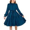 Arshiner Girls Long Sleeve Dress Tween Fall Formal Party Holiday Midi Tiered Flowy Swing Dresses with Belt - 2 of 4