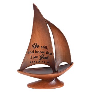 Dicksons SBR-2 Be Still and Know That I Am God Woodgrain 8.5 x 5.2 Resin Decorative Collectible Figurine Sailboat Statue - 1 of 1