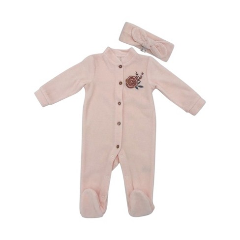 Chick Pea Baby Girl Clothes Footed Pajama Set For Sleep And Play Ribbed  Velour Light Pink 0-3m : Target