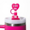 CharCharms 4pk Straw Toppers Pink - 4 of 4