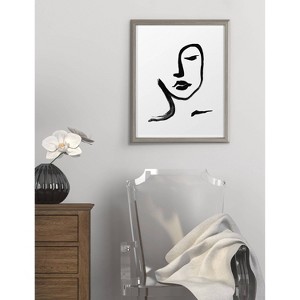 16" x 20" Blake Face Line Print by Viola Kreczmer Framed Printed Glass Gray - Kate & Laurel All Things Decor - 1 of 4