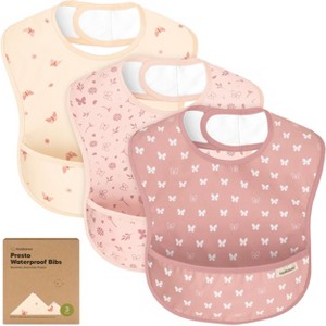 KeaBabies 3pk Presto Baby Bibs Waterproof with Food Catcher, Lightweight Toddler Bibs for Eating - 1 of 4