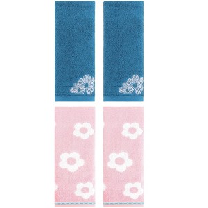 REGALWOVEN 4 Pcs Cute Floral Pattern Cotton Bathroom Soft Absorbent Hand Towel - 1 of 4