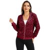 Anna-Kaci Women's Hooded Sequin Jacket with Front Zipper Closure and Ribbed Trim - Small, Burgundy - 2 of 4