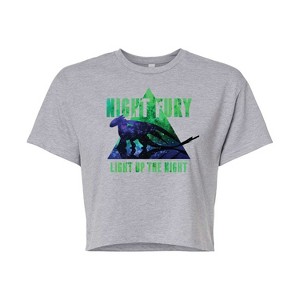 Women's - How to Train Your Dragon - Night Fury Light Up The Night Cropped Graphic T-Shirt - 1 of 4