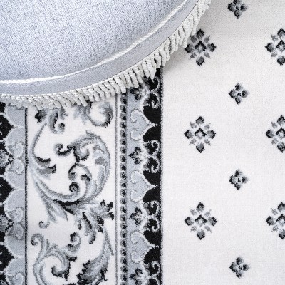 Cream and Light Gray Reversible Synthetic Area Rug