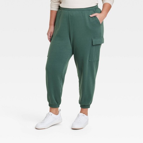 Love & Sports Women's Fleece Cargo Jogger Pants, 28” Inseam, Size XS-XXXL 