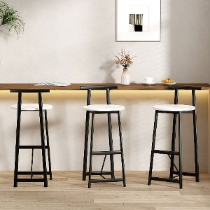Kumasinova 3-Peice Counter Height Bar Stools with Steel Base, Counter Stools with Backrest & Footrest, Armless Dining Chairs, Counter Height Stools - 1 of 4