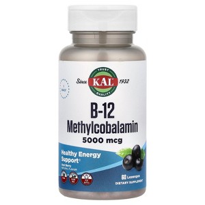 KAL B-12 Methylcobalamin, Acai Berry, 5,000 mcg, 60 Lozenges - 1 of 4