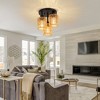 DAKAFUL 3-Light Hand-Woven Rattan Semi Flush Mount Ceiling Light ¨C Eco-Friendly Boho Farmhouse Fixture with E26 Base (Bulb Not Included)- Brown - 3 of 4