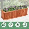 WELLFOR Rectangular Fir Wood Outdoor Garden Bed Brown 12"x40" - 3 of 4