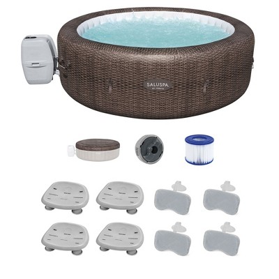 Bestway Coleman Honolulu AirJet Inflatable Hot Tub with EnergySense Cover,  2-Pack SaluSpa Spa Seat and 2 Sets of SaluSpa Padded Headrest Pillows