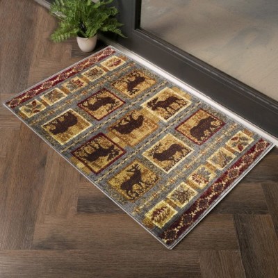 LunaLulinlk Brown Wild Animals and Nature Multi 5 ft. 3 in. x 7 ft. 3 in. Lodge Area Rug