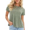 EXLURA Womens Summer Cute Crop Tops Short Sleeve Pleated T-shirts Crewneck Blouse - 2 of 4