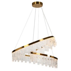 LNC Erinjenks 1-Lights 31.5"  Luxury and Glam Empire Textured Glass Integrated LED Chandeliers, Gold - 1 of 4