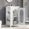 ALEXOUN 20" Bathroom Vanity with Ceramic Sink,Bathroom Cabinet with Toilet Paper Holder & Open Shelf Two Drawers and Glass Door,for Small Space - 2 of 4