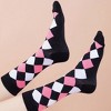 Pink and White Diamond Pattern Socks (Women's Sizes Adult Medium) from the Sock Panda - image 2 of 3