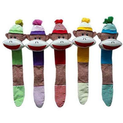 Multipet Sock Monkey Shaker Head with Tail Dog Toy 21¡± Colors Vary
