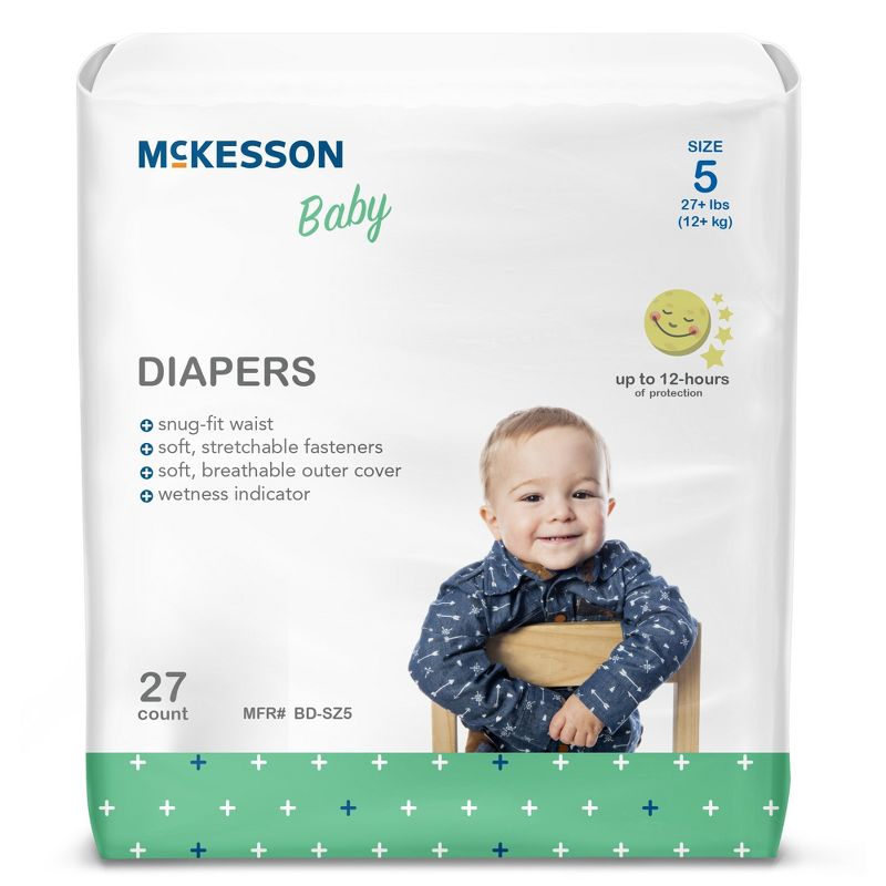 McKesson Baby Diapers, Disposable, Moderate Absorbency, Size 5, 3 of 5