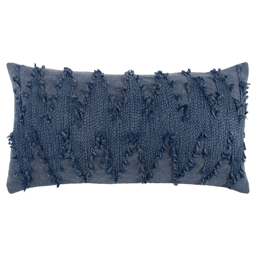 Photos - Pillow 14"x26" Oversized Chevron Lumbar Throw  Cover Indigo - Rizzy Home