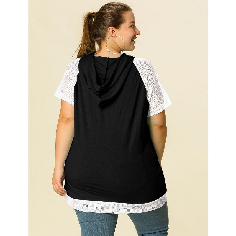 Agnes Orinda Women's Plus Size Hoodies Raglan Short Sleeve Drawstring Pullover Sweatshirts, 6 of 8