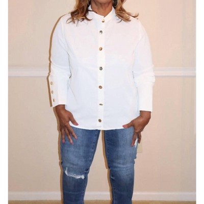 Women's Mara Gold Button Blouse - CEZELE