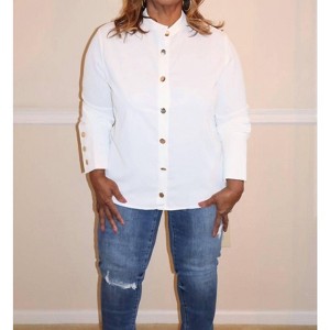 Women's Mara Gold Button Blouse - CEZELE - 1 of 2
