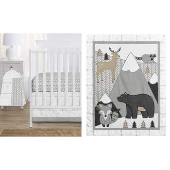 Sweet Jojo Designs Boy Girl Gender Neutral Unisex Baby Crib Bedding Set - Woodland Friends Collection 4pc